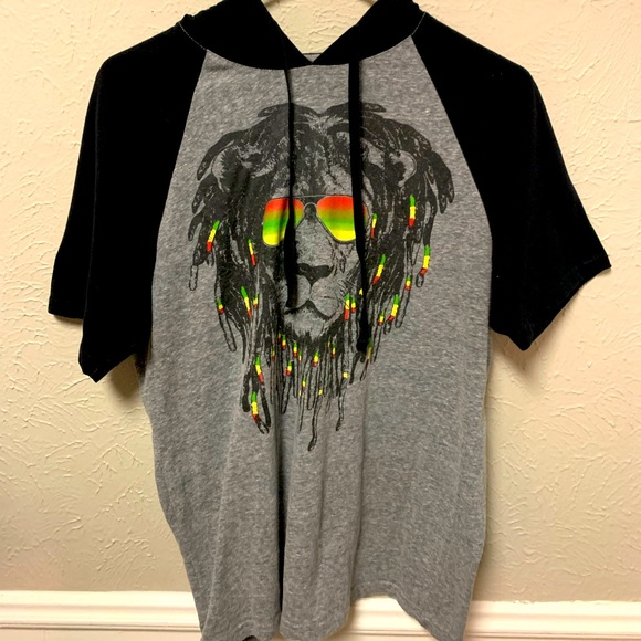 Black and gray chemistry hoodie. Lion with sunglasses and braids size medium - Picture 2 of 3